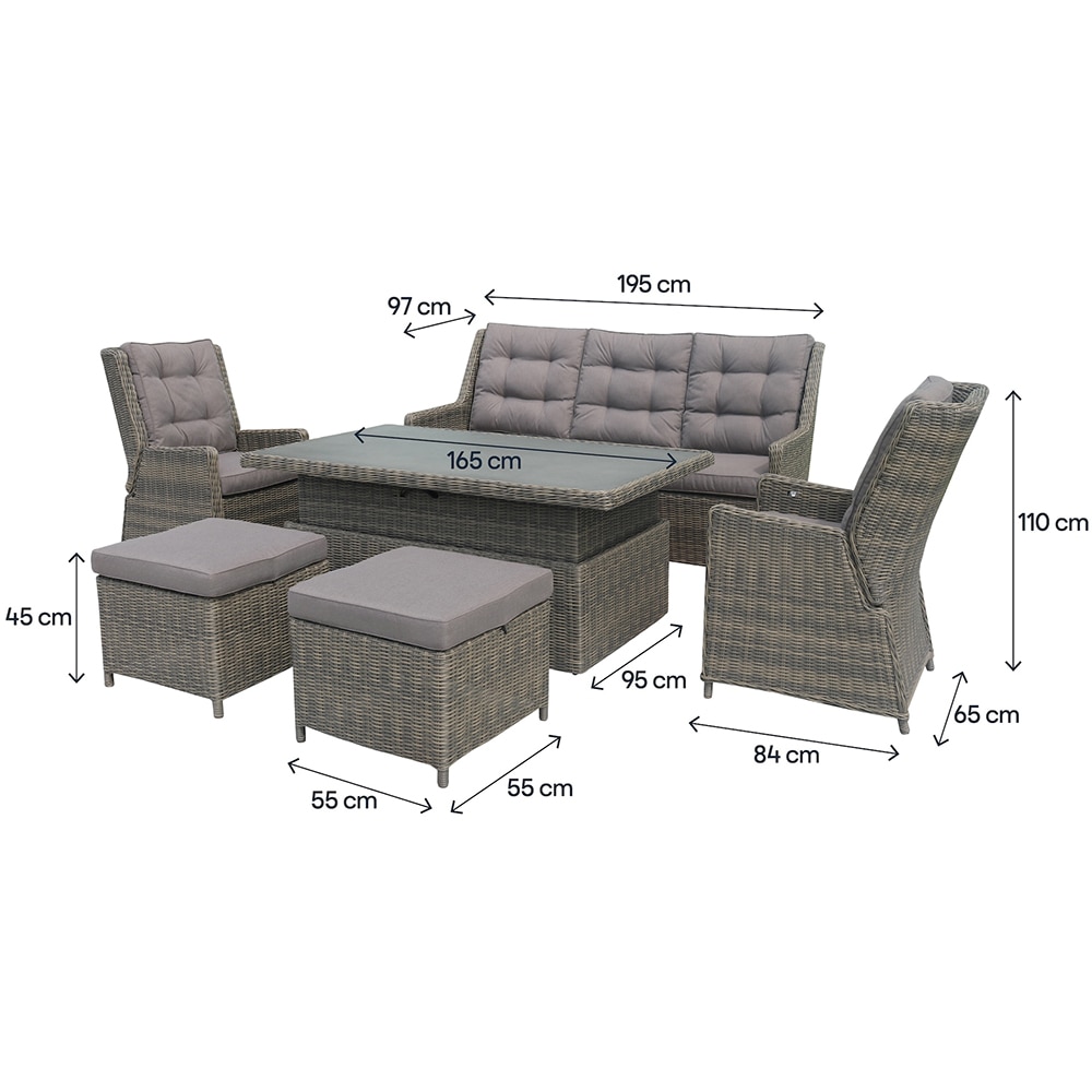 Set mobilier gradina GOODHOME Emali, 7 piese, gri