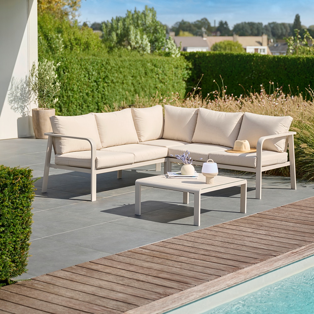 Set coltar gradina GOODHOME Mallia, 6 locuri, gri