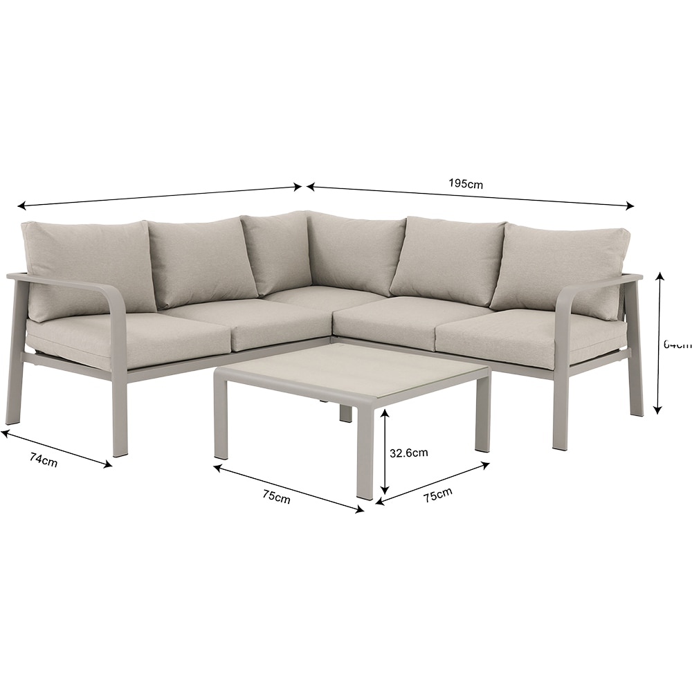 Set coltar gradina GOODHOME Mallia, 6 locuri, gri