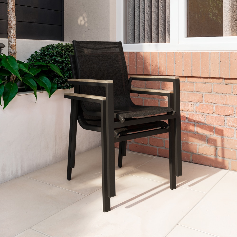 Scaun terasa Aconite, aluminiu, 56 x 58.8 x 87 cm, negru