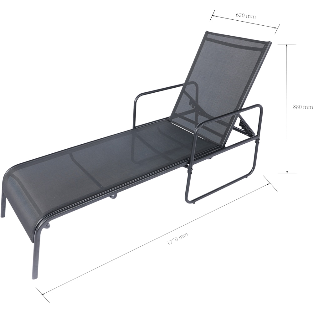 Set 2 sezlonguri pentru gradina KRISTA, 177 x 62 x 88 cm, textil, gri