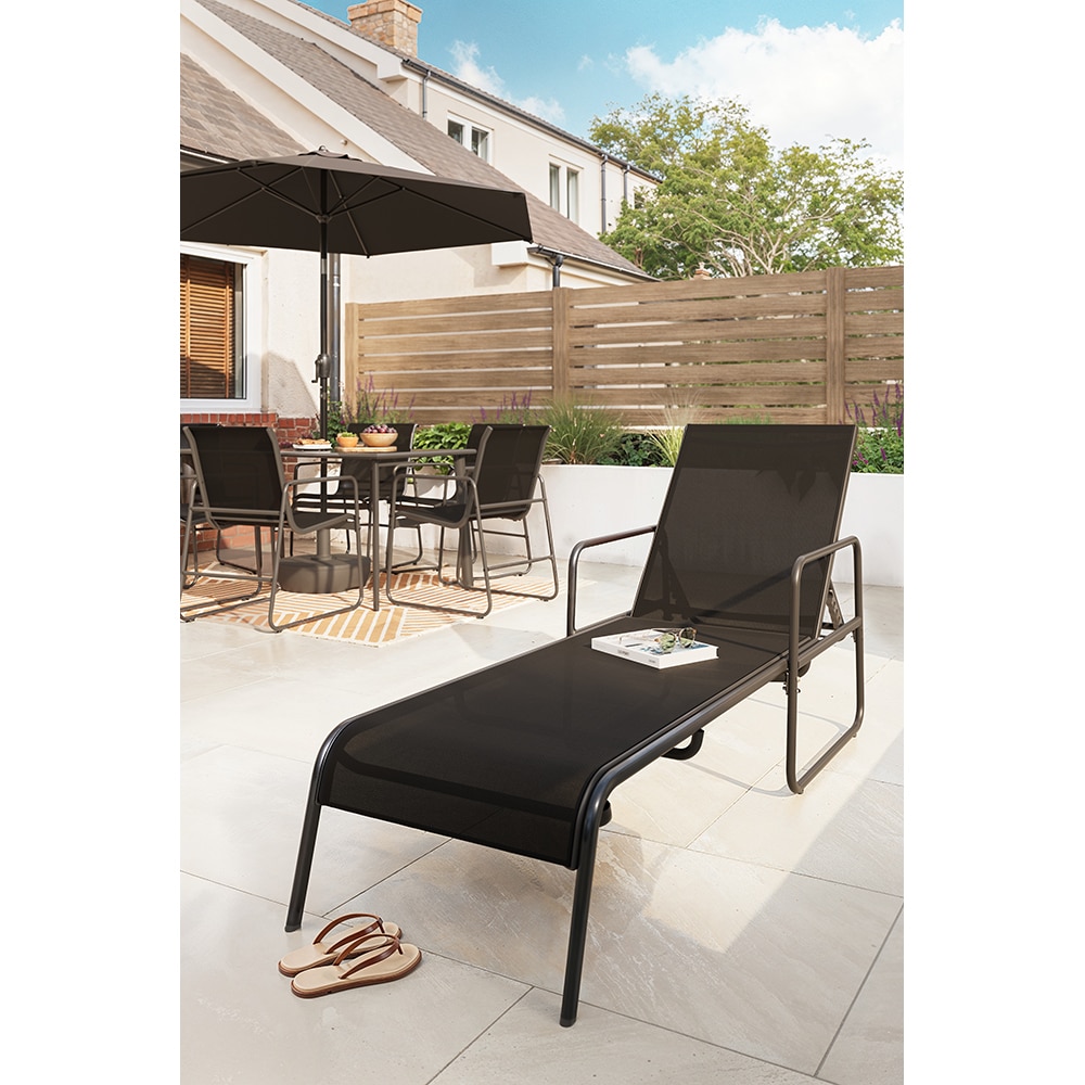 Set 2 sezlonguri pentru gradina KRISTA, 177 x 62 x 88 cm, textil, gri