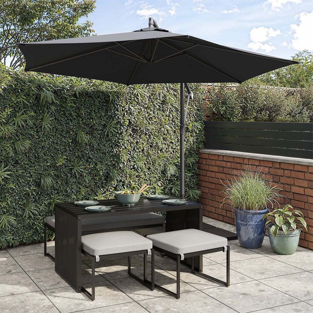 Set mobilier modular gradina INCA, 4 piese, gri