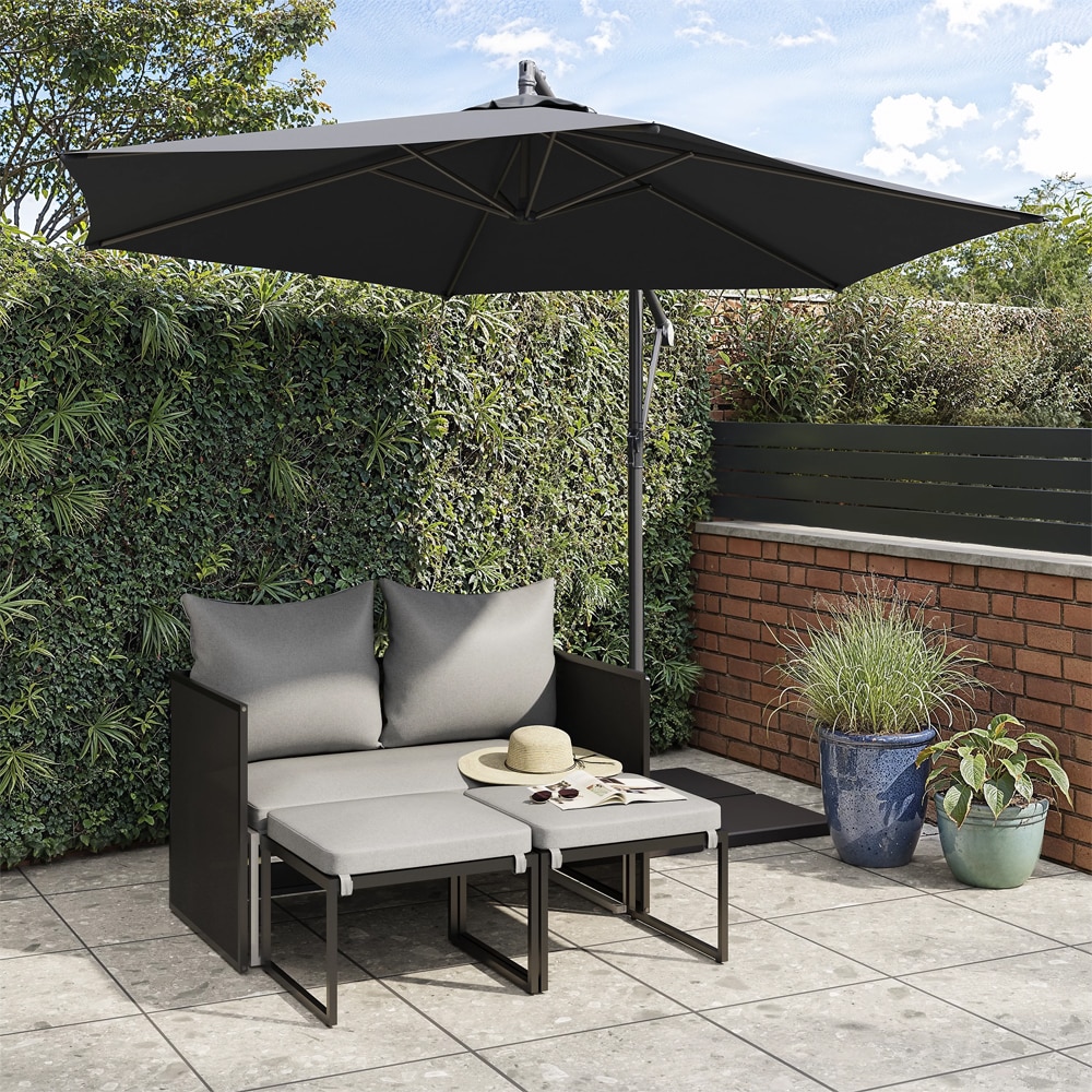 Set mobilier modular gradina INCA, 4 piese, gri