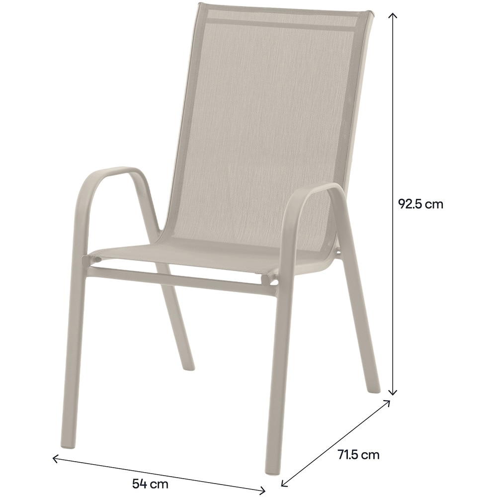 Scaun terasa GOODHOME Brava, 54 x 71.5 x 92.5 cm, sarcina maxima 100 kg, otel si PVC, argintiu