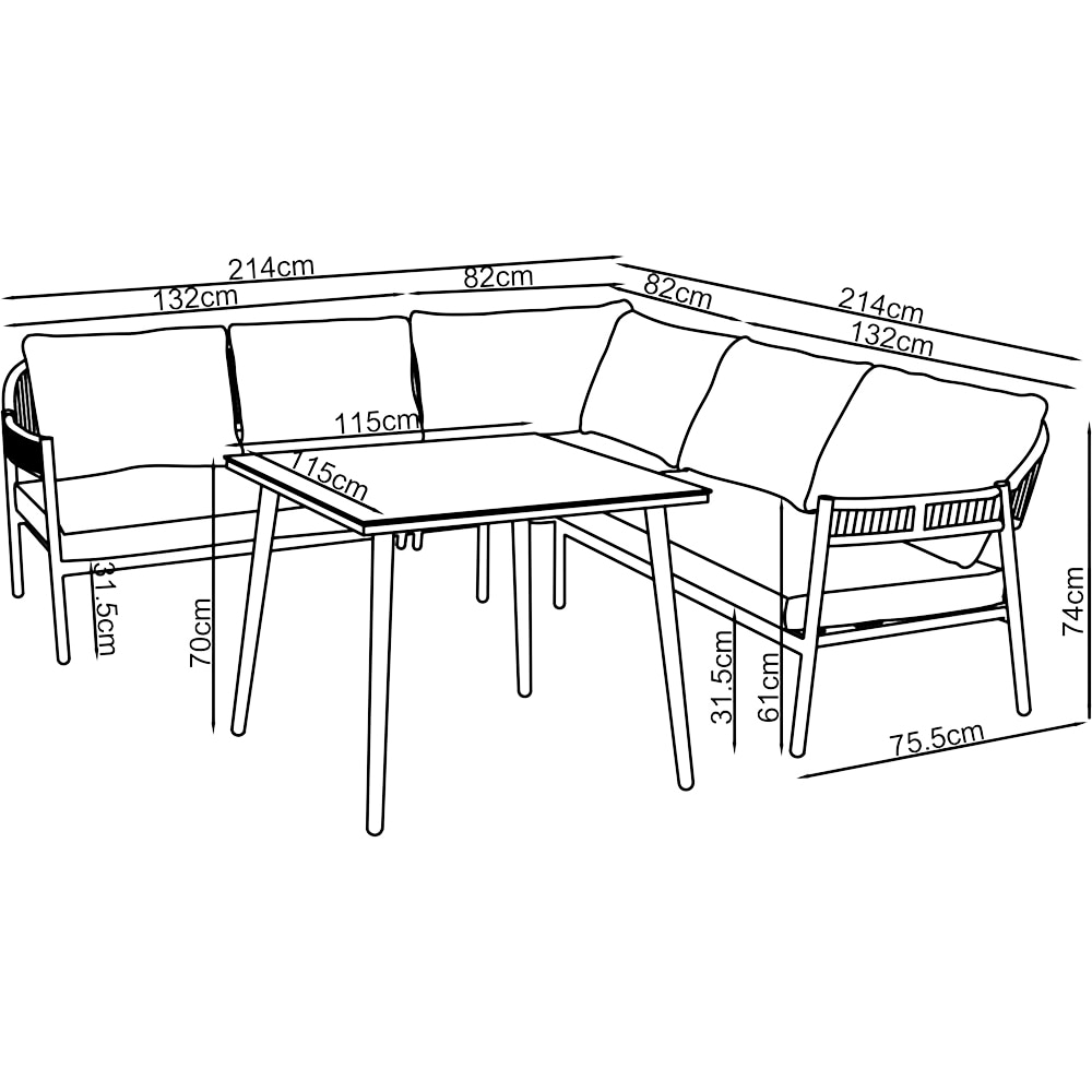 Set mobilier gradina GOODHOME Siliana, 2 piese, bej