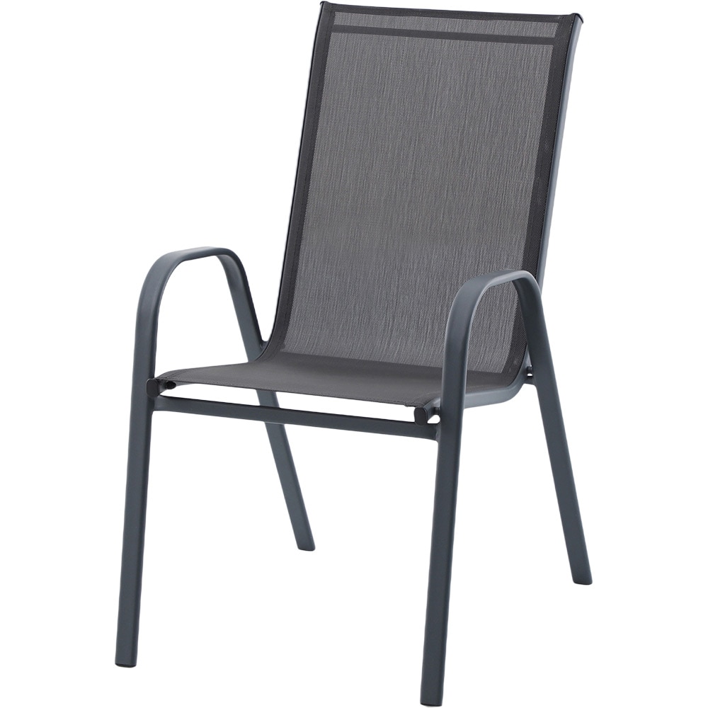 Scaun terasa GOODHOME Brava, 54 x 71.5 x 92.5 cm, sarcina maxima 100 kg, otel si PVC, negru