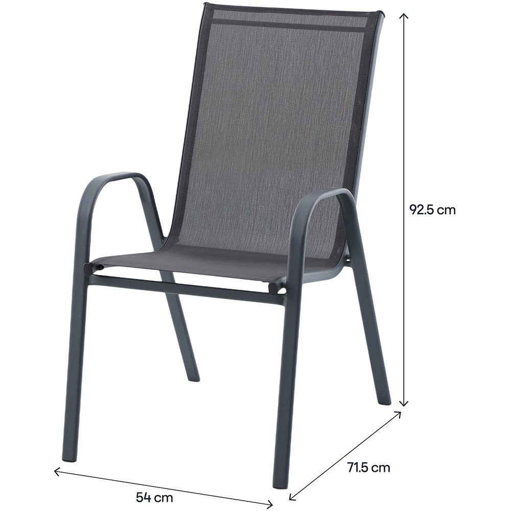 Scaun terasa GOODHOME Brava, 54 x 71.5 x 92.5 cm, sarcina maxima 100 kg, otel si PVC, negru