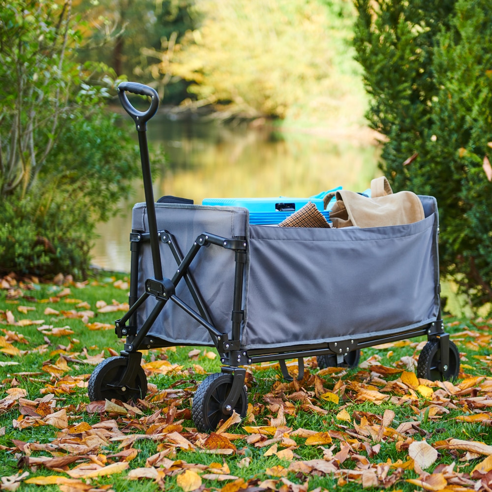 Carucior gradina Vatani, poliester, 50 x 100 x 96 cm, gri