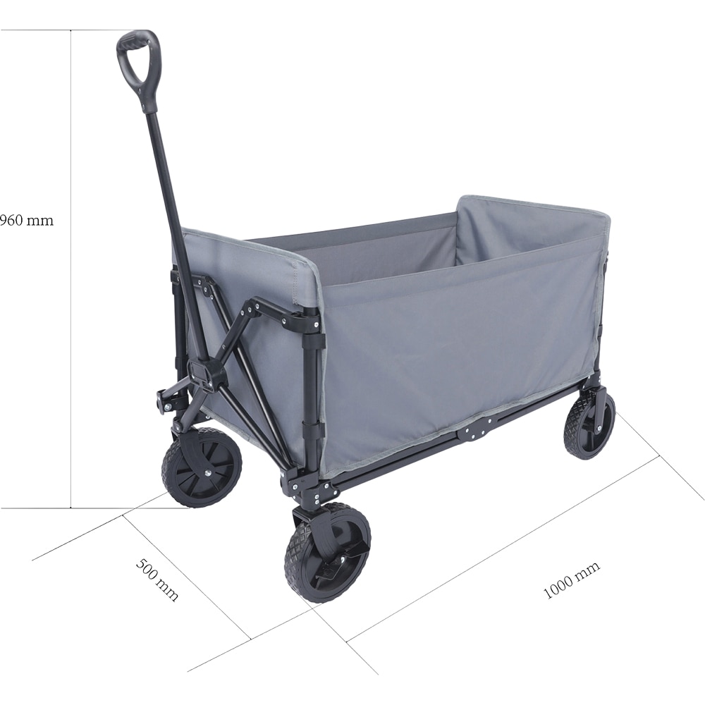 Carucior gradina Vatani, poliester, 50 x 100 x 96 cm, gri