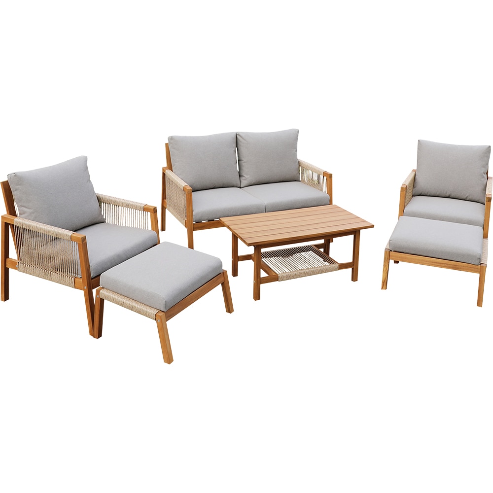 Set mobilier gradina GOODHOME Dalaba, 4 piese, gri