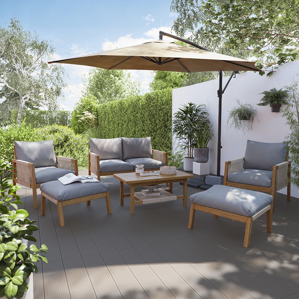 Set mobilier gradina GOODHOME Dalaba, 4 piese, gri