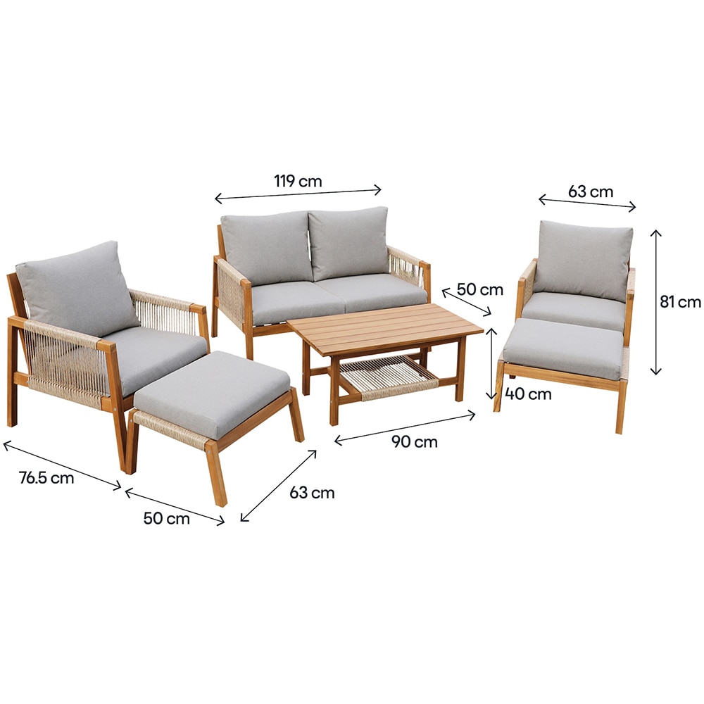 Set mobilier gradina GOODHOME Dalaba, 4 piese, gri