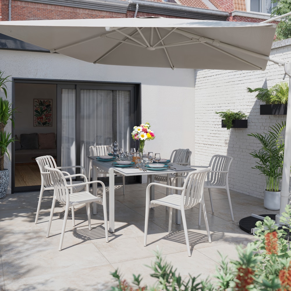 Scaun terasa Timbo, plastic, 55 x 58 x 81 cm, alb