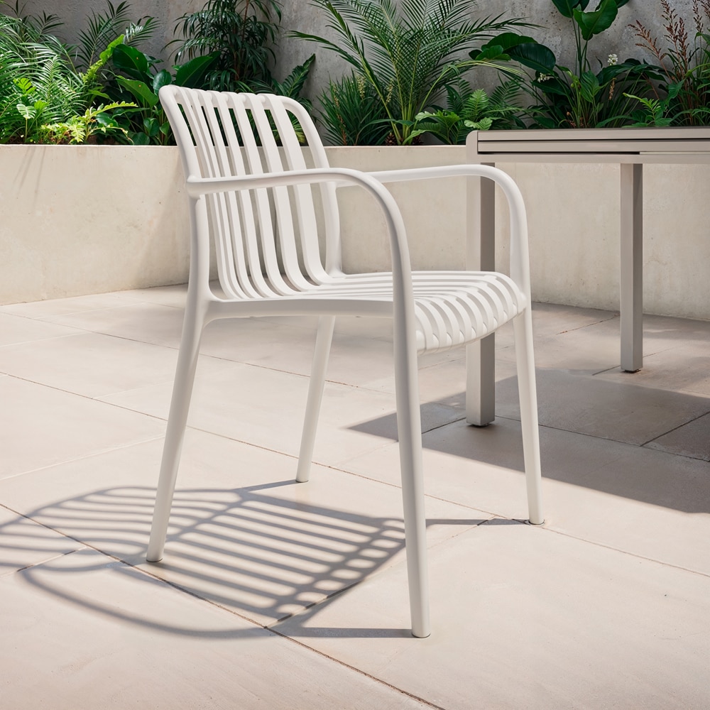 Scaun terasa Timbo, plastic, 55 x 58 x 81 cm, alb