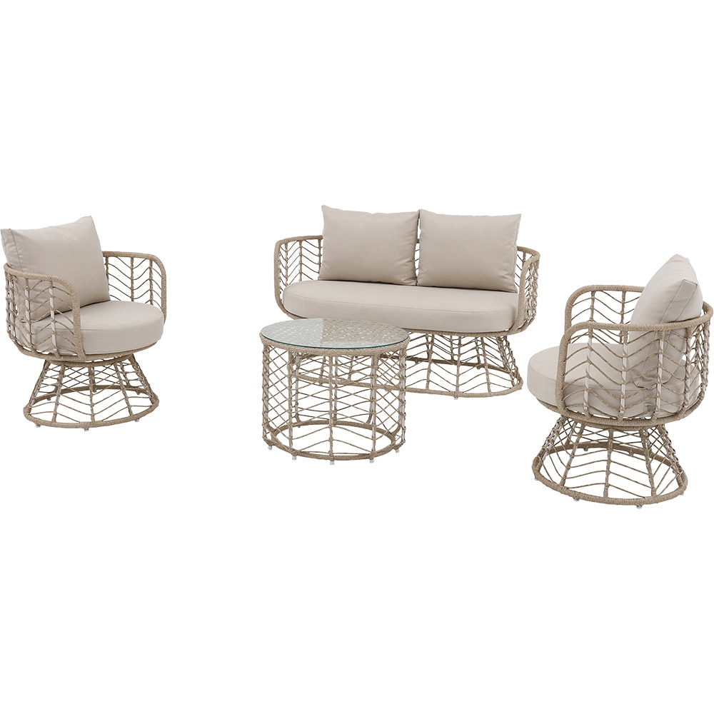 Set mobilier gradina GOODHOME Omalos, 4 piese, crem