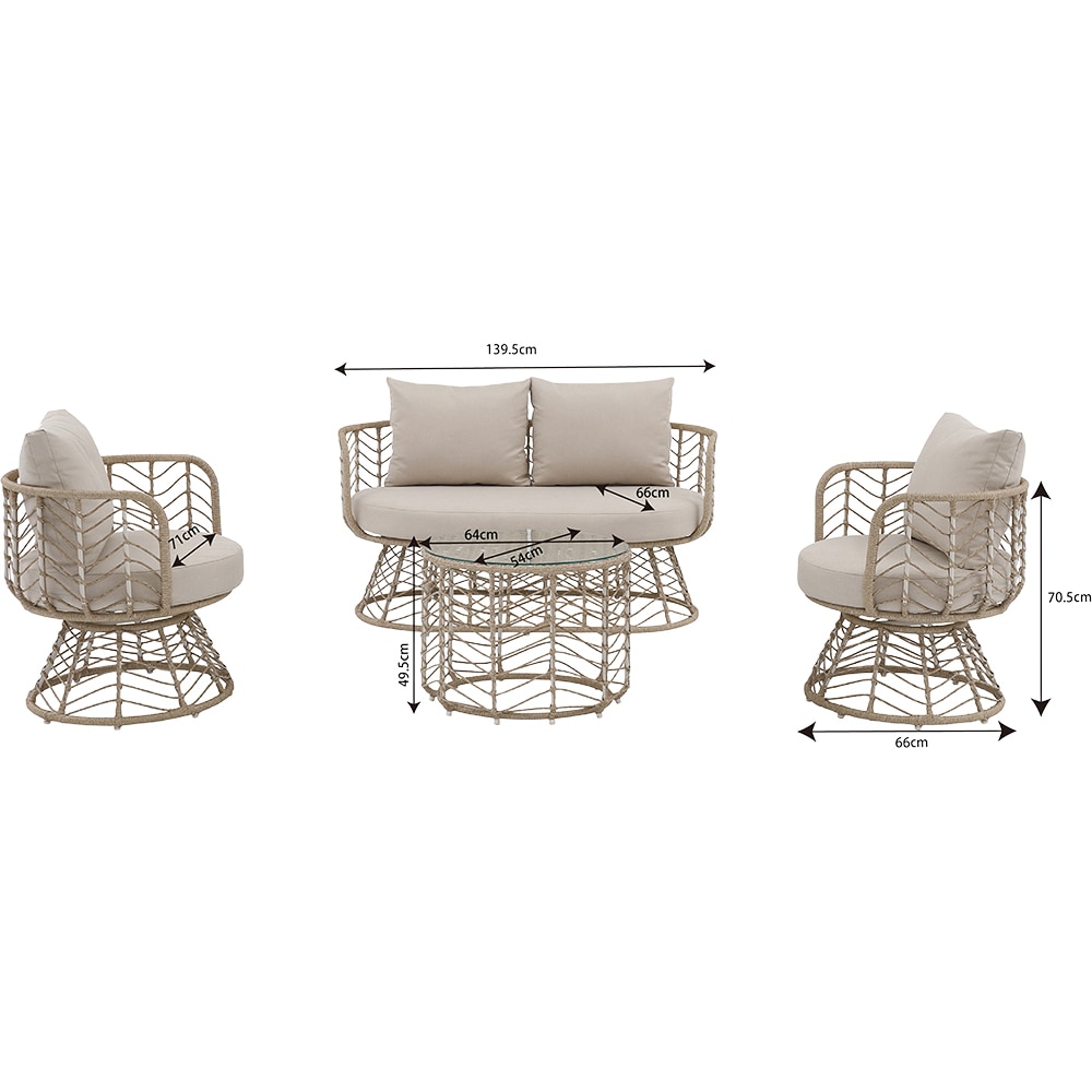 Set mobilier gradina GOODHOME Omalos, 4 piese, crem