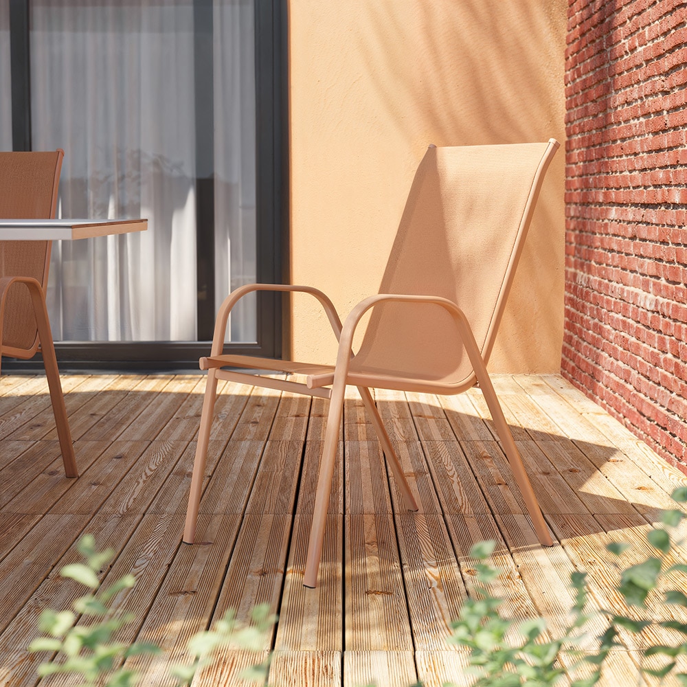 Scaun terasa GOODHOME Brava, 54 x 71.5 x 92.5 cm, sarcina maxima 100 kg, otel si PVC, maro