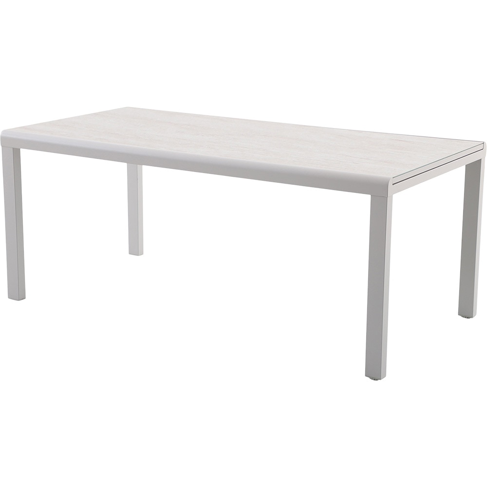 Masa extensibila gradina GOODHOME Mallia, 180-240 x 90 x 75 cm, aluminiu si sticla securizata, alb