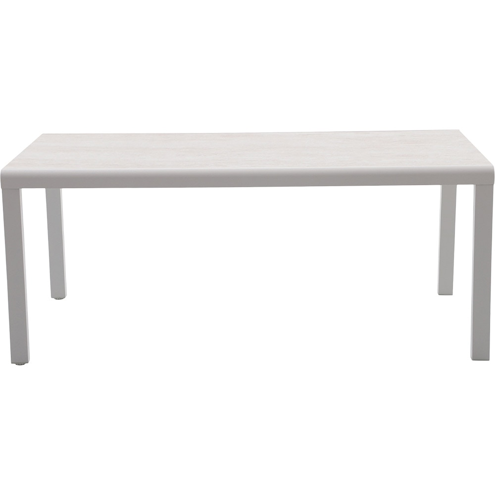 Masa extensibila gradina GOODHOME Mallia, 180-240 x 90 x 75 cm, aluminiu si sticla securizata, alb