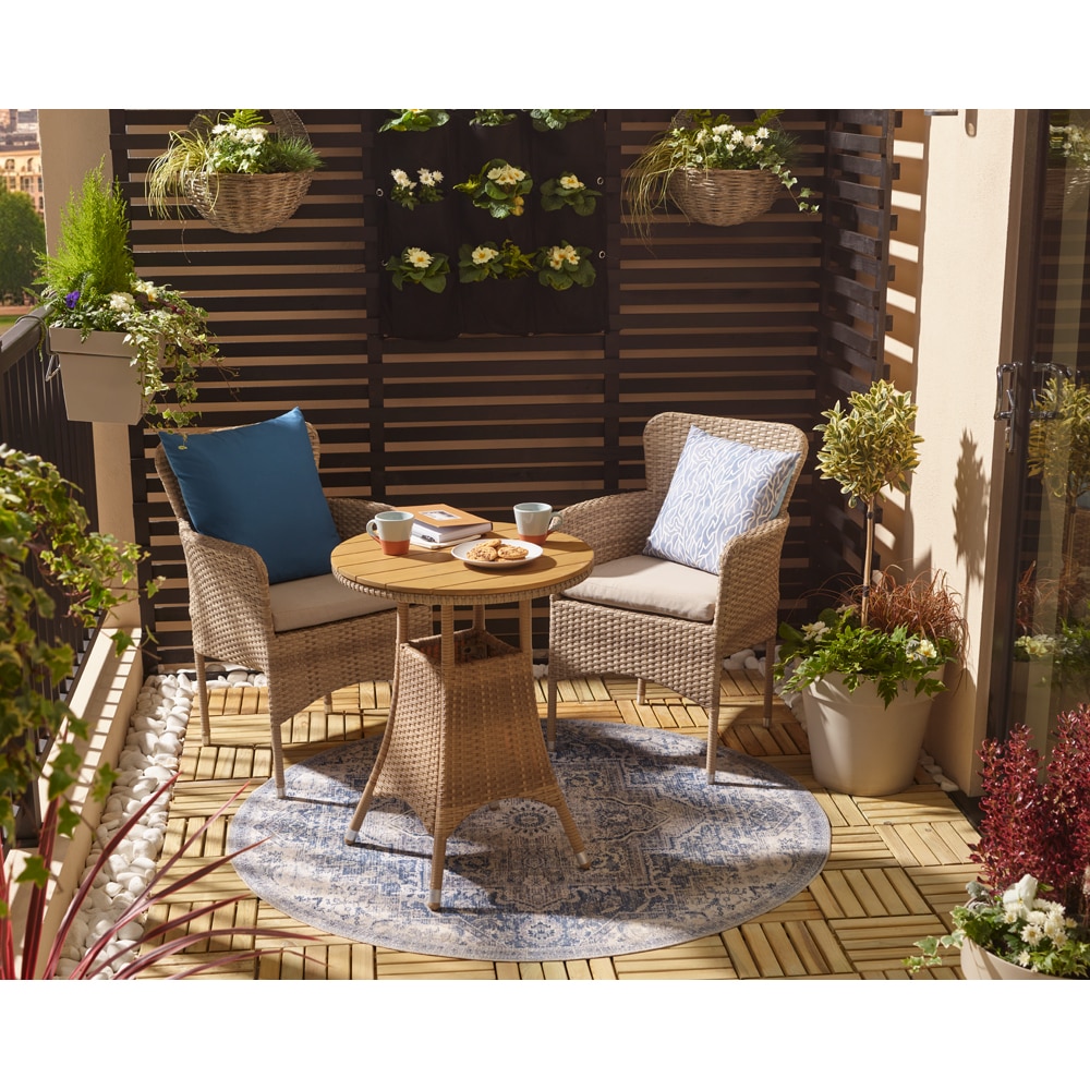 Set mobilier gradina GOODHOME Elos 2, 3 piese, crem