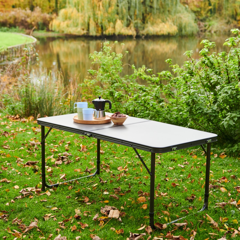 Masa camping Vatani, aluminiu, 120 x 60 x 54 cm, gri