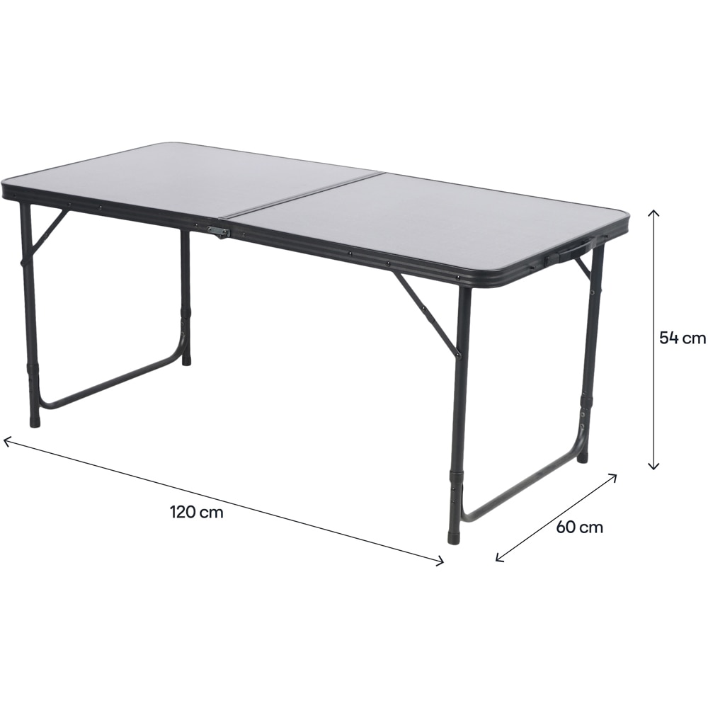 Masa camping Vatani, aluminiu, 120 x 60 x 54 cm, gri