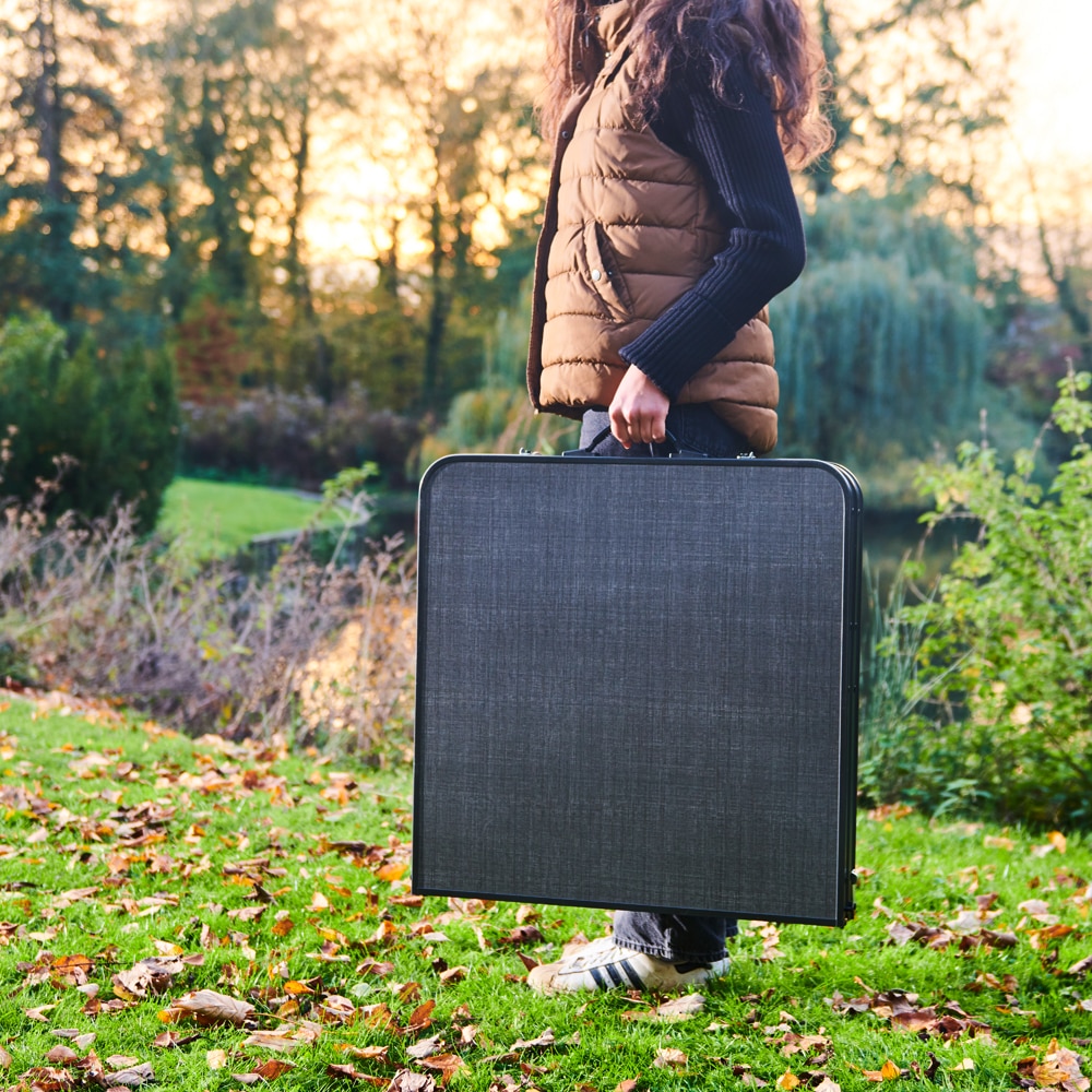 Masa camping Vatani, aluminiu, 120 x 60 x 54 cm, gri