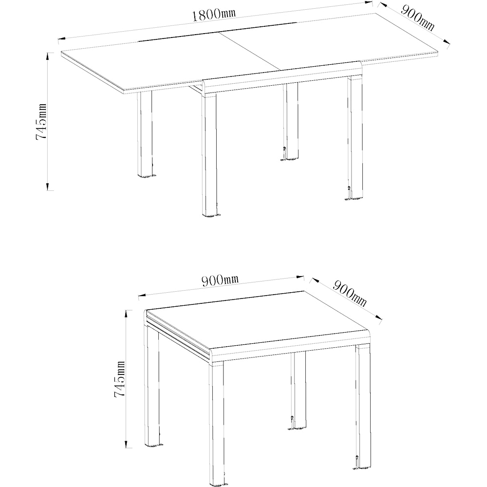 Masa GOODHOME Mallia, 6 locuri, 180 x 90 x 75cm, alb
