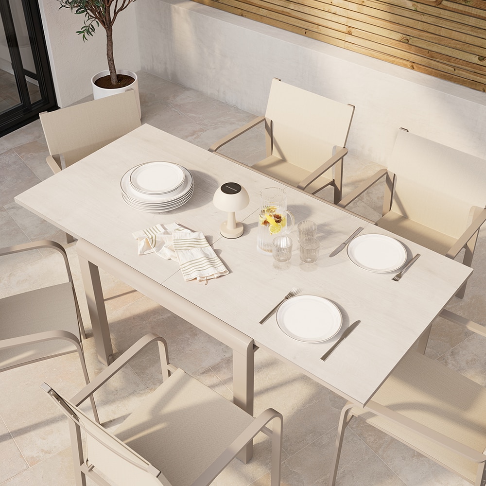 Masa GOODHOME Mallia, 6 locuri, 180 x 90 x 75cm, alb