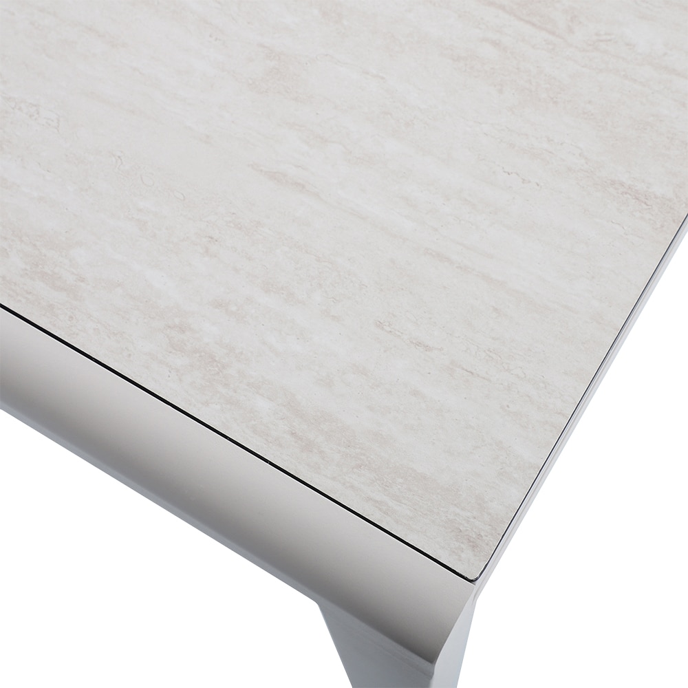 Masa GOODHOME Mallia, 6 locuri, 180 x 90 x 75cm, alb