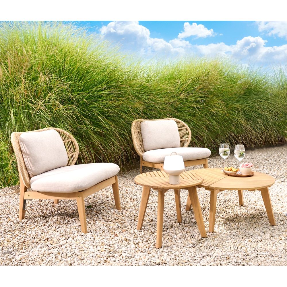 Set mobilier gradina GOODHOME Hania, 4 piese, crem