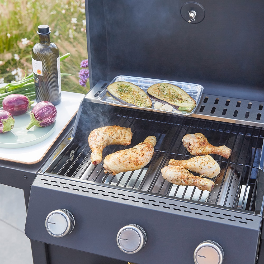 Gratar pe gaz ELGAR, 3 arzatoare, 2 role, negru