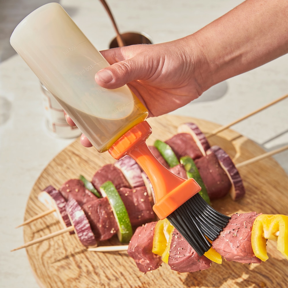 Set 2 recipiente cu pensula gratar, silicon, 5.7 x 25.3 cm, multicolor