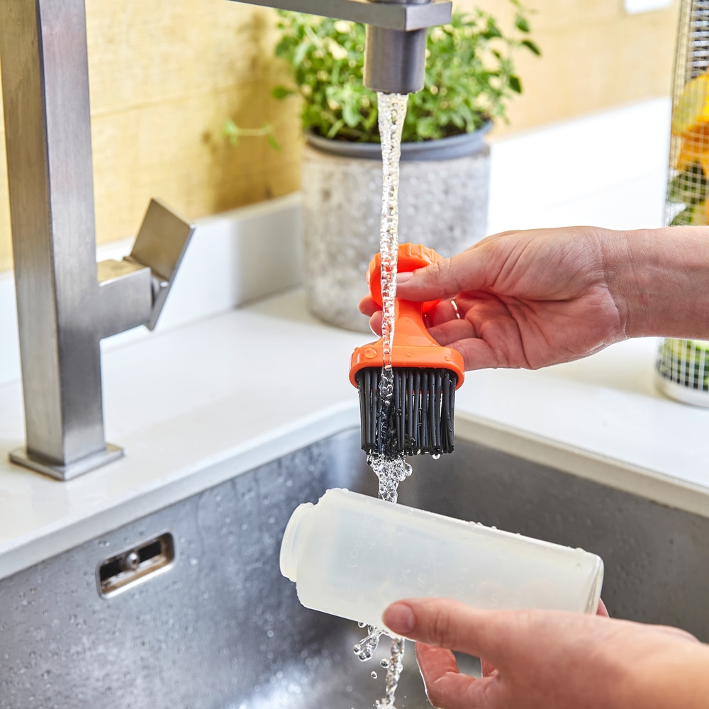 Set 2 recipiente cu pensula gratar, silicon, 5.7 x 25.3 cm, multicolor