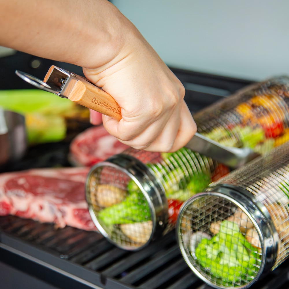 Rola grill legume GOODHOME, otel inoxidabil, 9.5 x 30.1 cm, argintiu