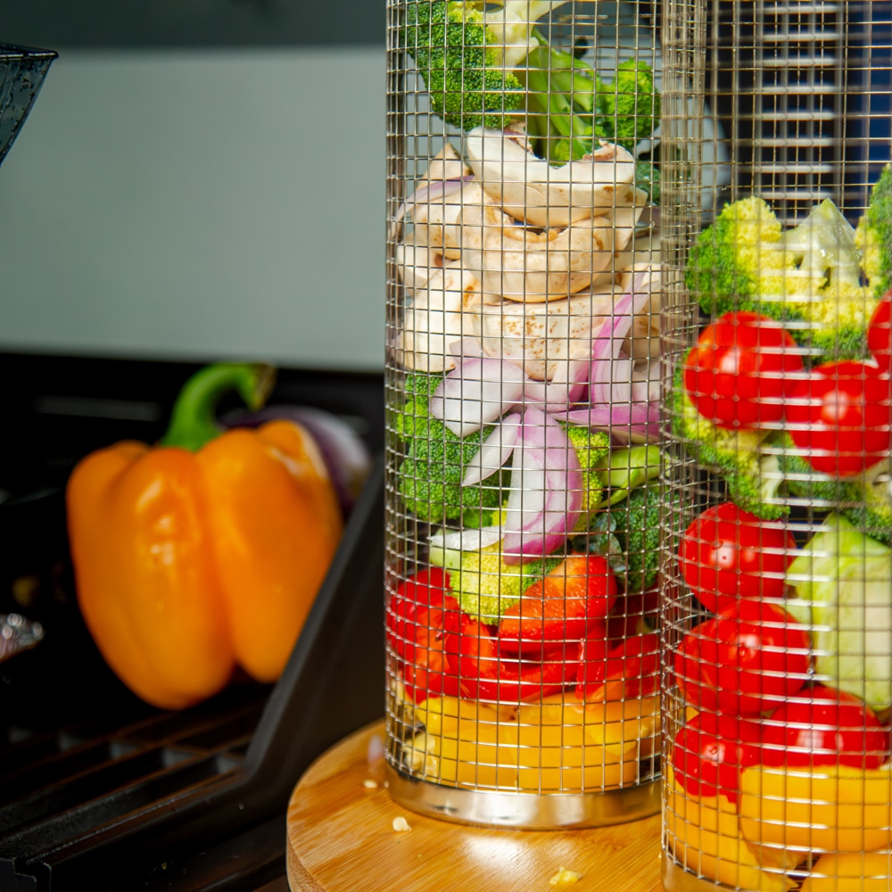 Rola grill legume GOODHOME, otel inoxidabil, 9.5 x 30.1 cm, argintiu