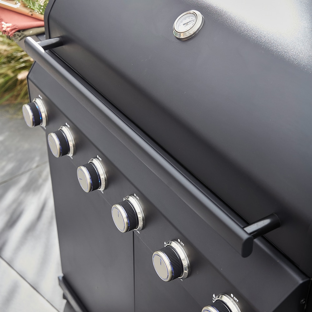 Gratar pe gaz GOODHOME Praden, 6 arzatoare, 4 role, negru