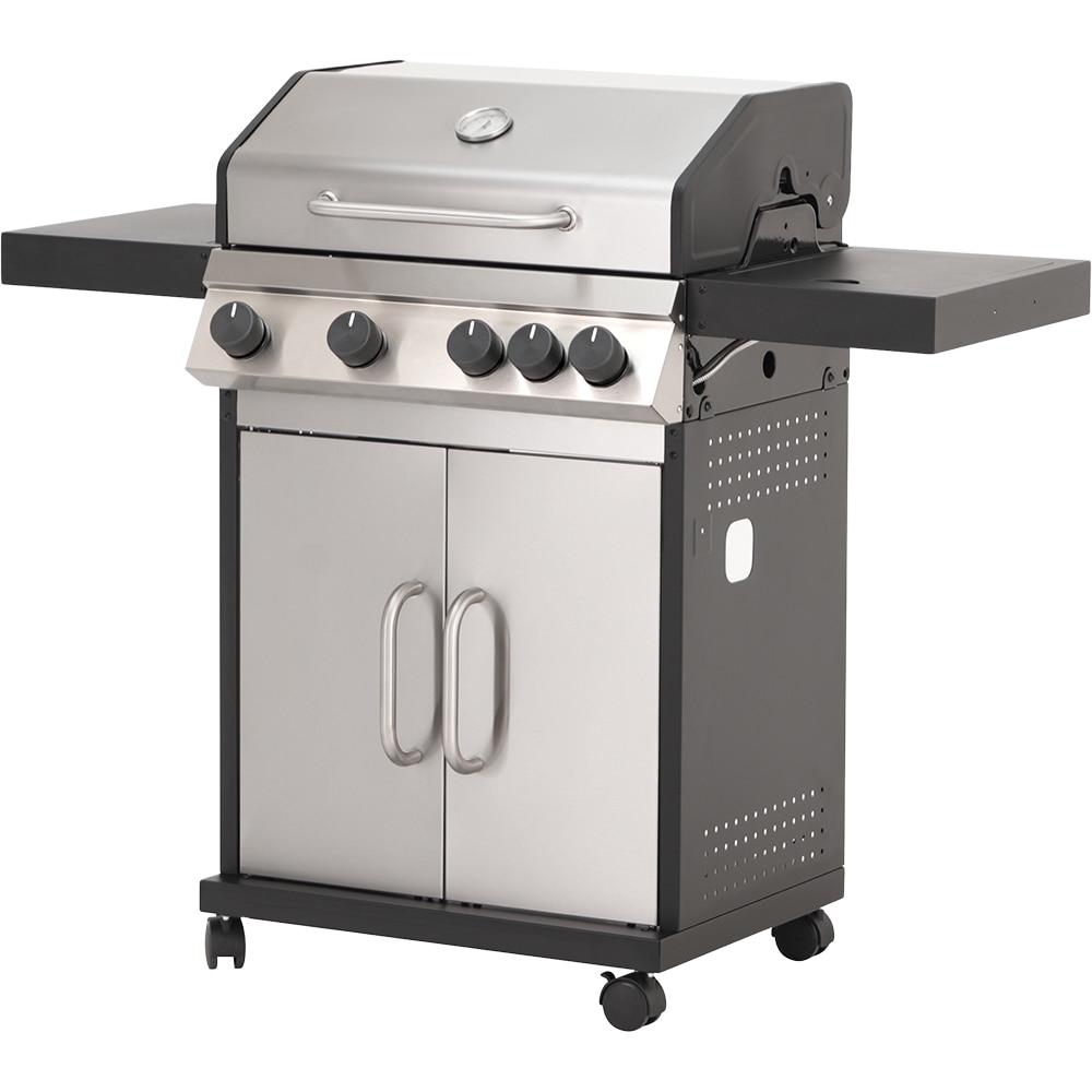 Gratar pe gaz AMAROK, 4 arzatoare, 4 role, argintiu