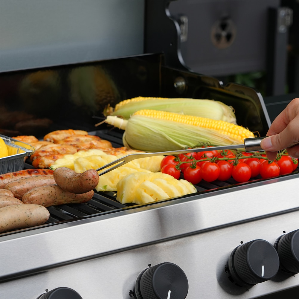 Gratar pe gaz AMAROK, 4 arzatoare, 4 role, argintiu