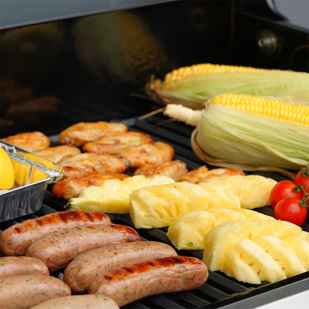 Gratar pe gaz AMAROK, 4 arzatoare, 4 role, argintiu