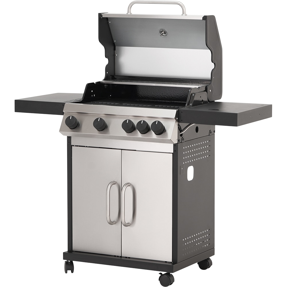 Gratar pe gaz AMAROK, 4 arzatoare, 4 role, argintiu