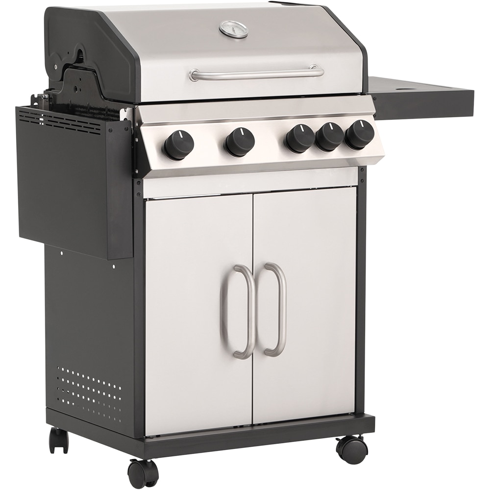 Gratar pe gaz AMAROK, 4 arzatoare, 4 role, argintiu