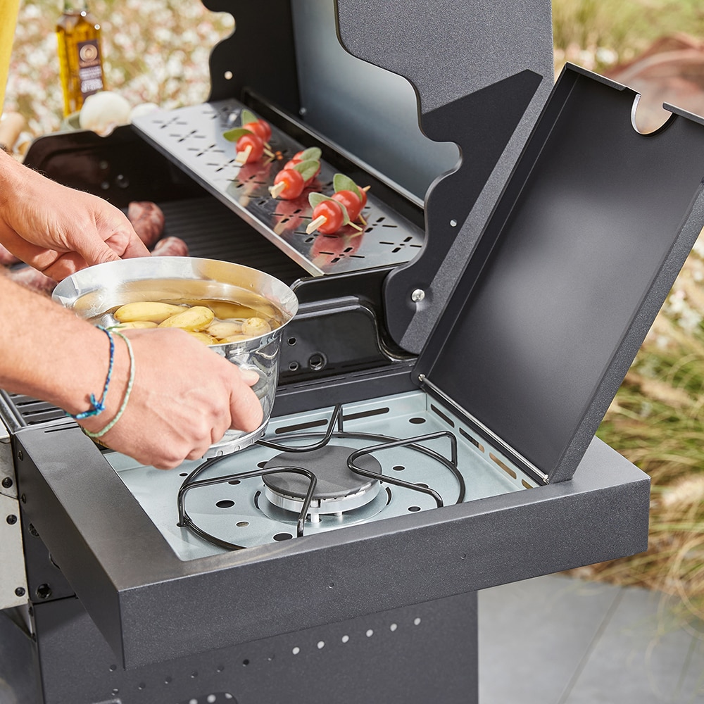 Gratar pe gaz AMAROK, 4 arzatoare, 4 role, argintiu