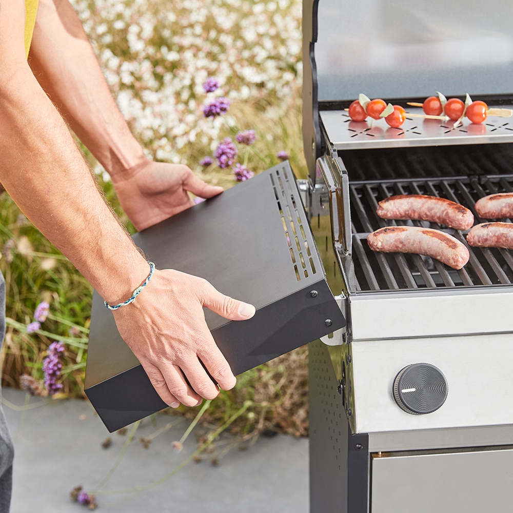 Gratar pe gaz AMAROK, 4 arzatoare, 4 role, argintiu