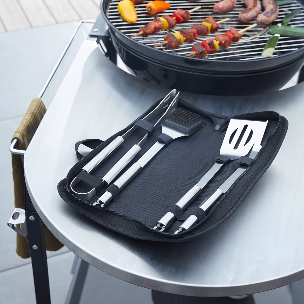 Set 4 ustensile gratar GOODHOME, argintiu