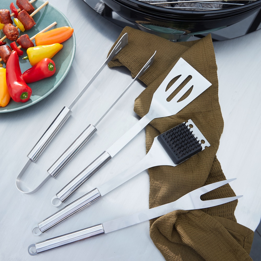 Set 4 ustensile gratar GOODHOME, argintiu