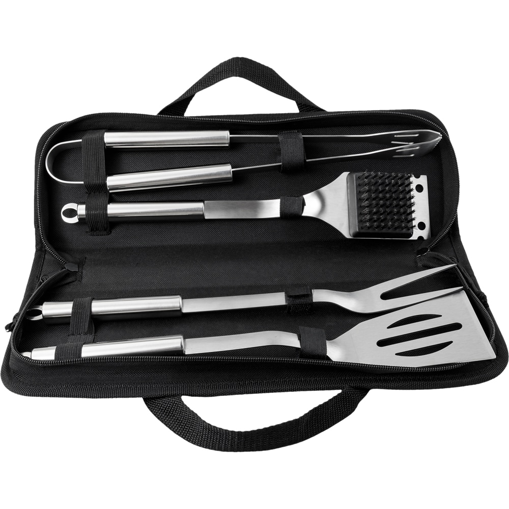 Set 4 ustensile gratar GOODHOME, argintiu