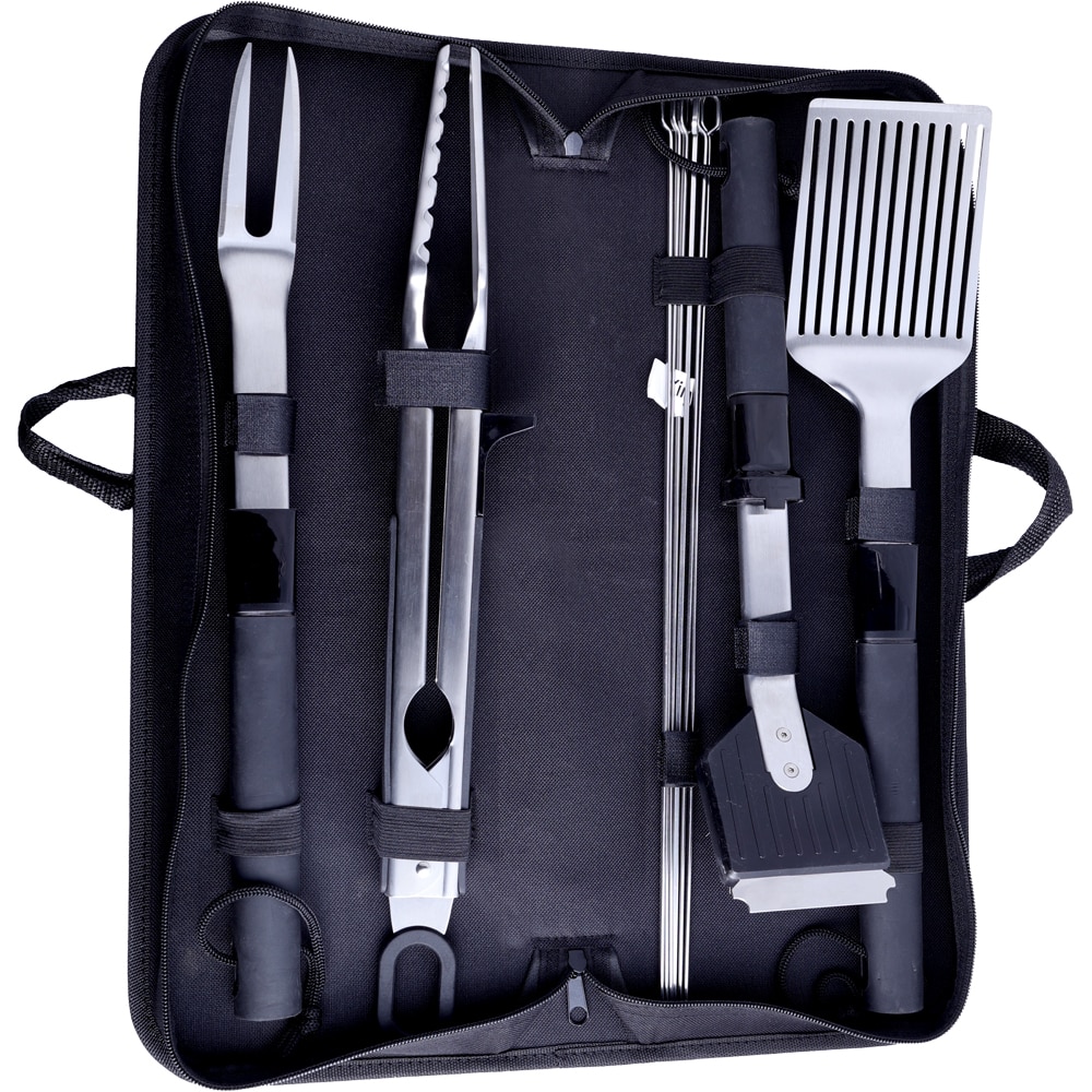 Set 10 ustensile gratar GOODHOME, otel inoxidabil, negru