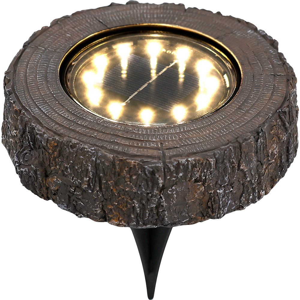 Spot solar, 0.04 W, 4 lm, IP65, efect lemn, plastic si rasina, maro